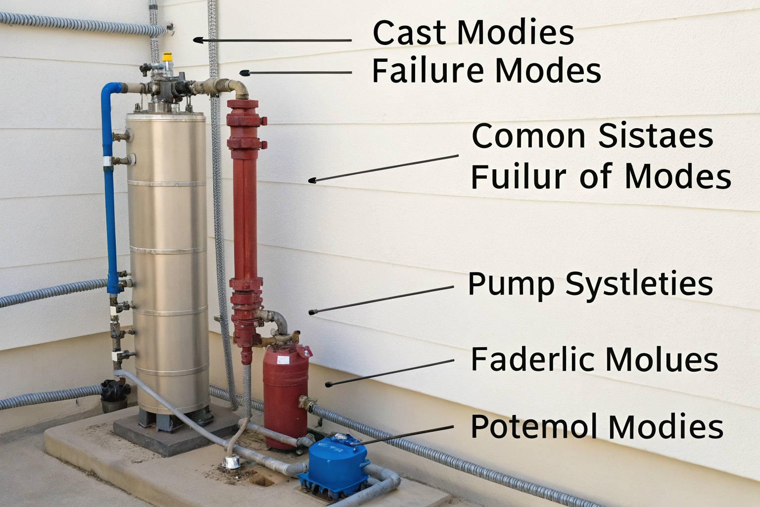 Diagram of well component failure modes with diagnostic indicators.