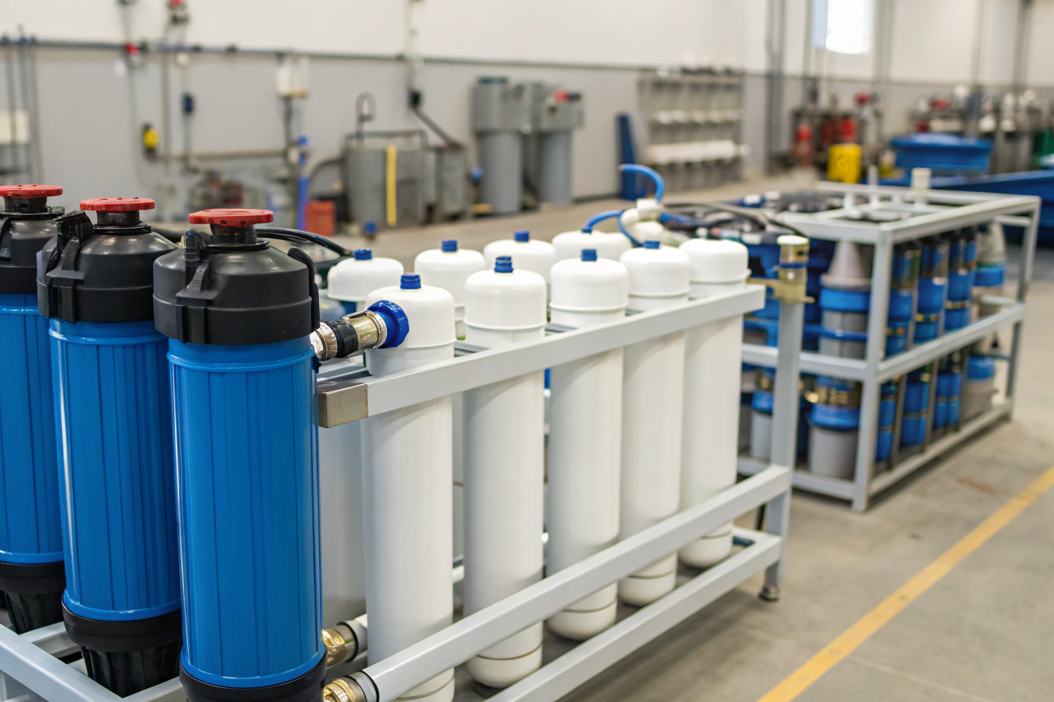 RO system components with replacement schedules in a workshop.