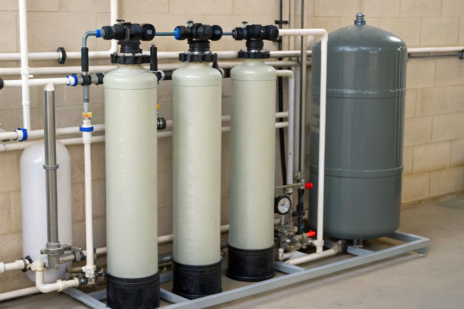 PFAS treatment system with components labeled for replacement.