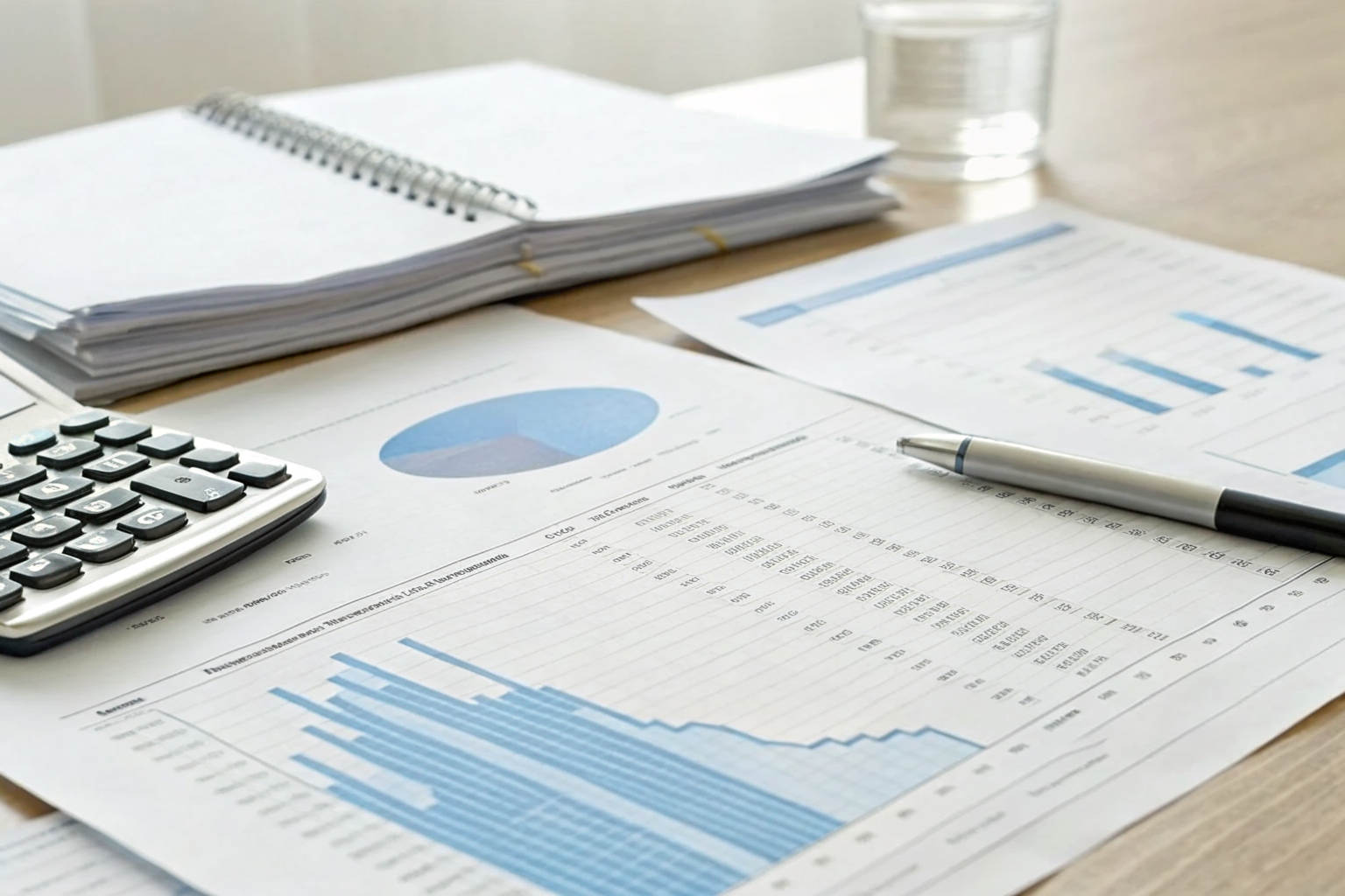 Cost breakdown for water treatment systems on desk with documents.