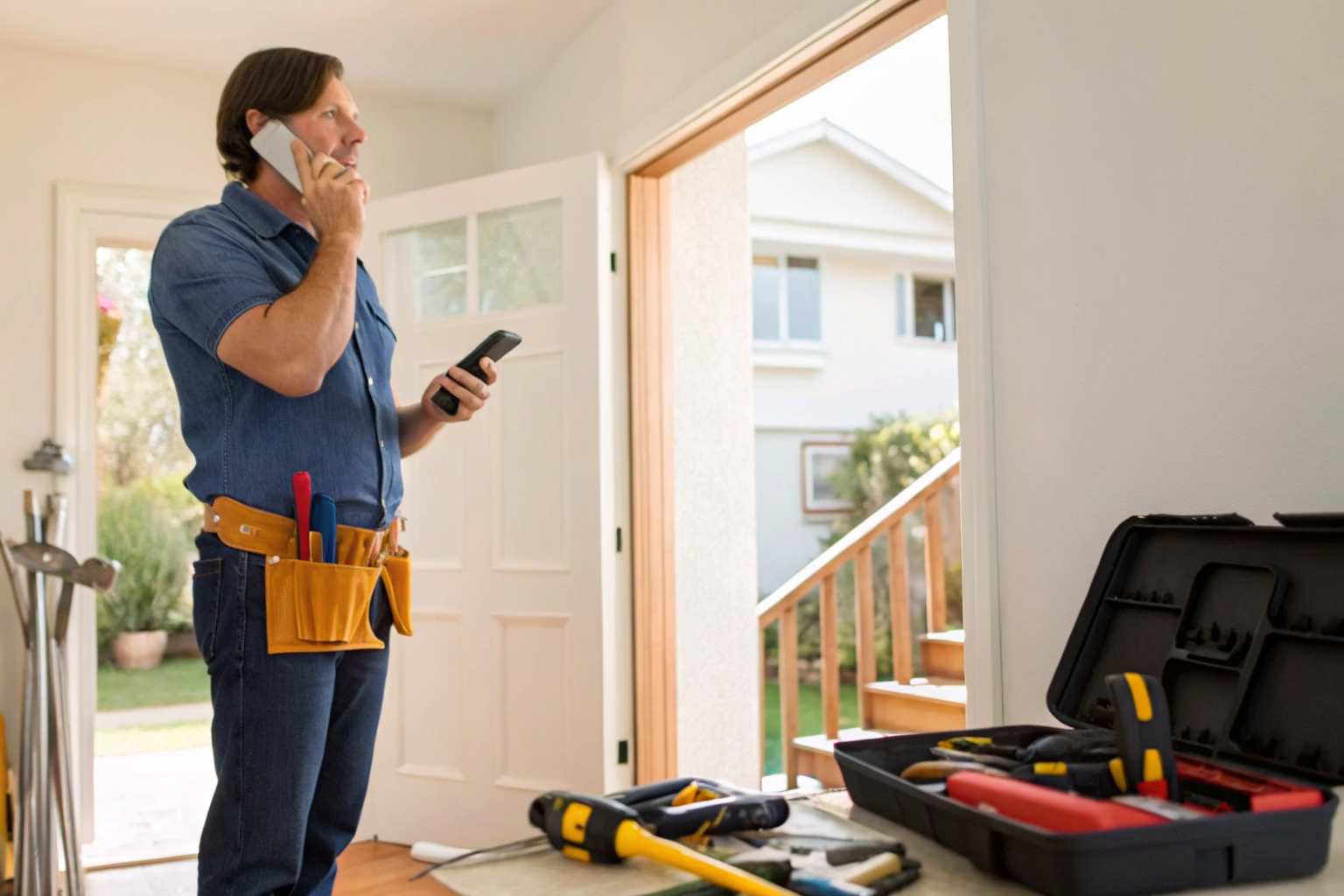 Homeowner choosing between DIY and professional maintenance tasks.