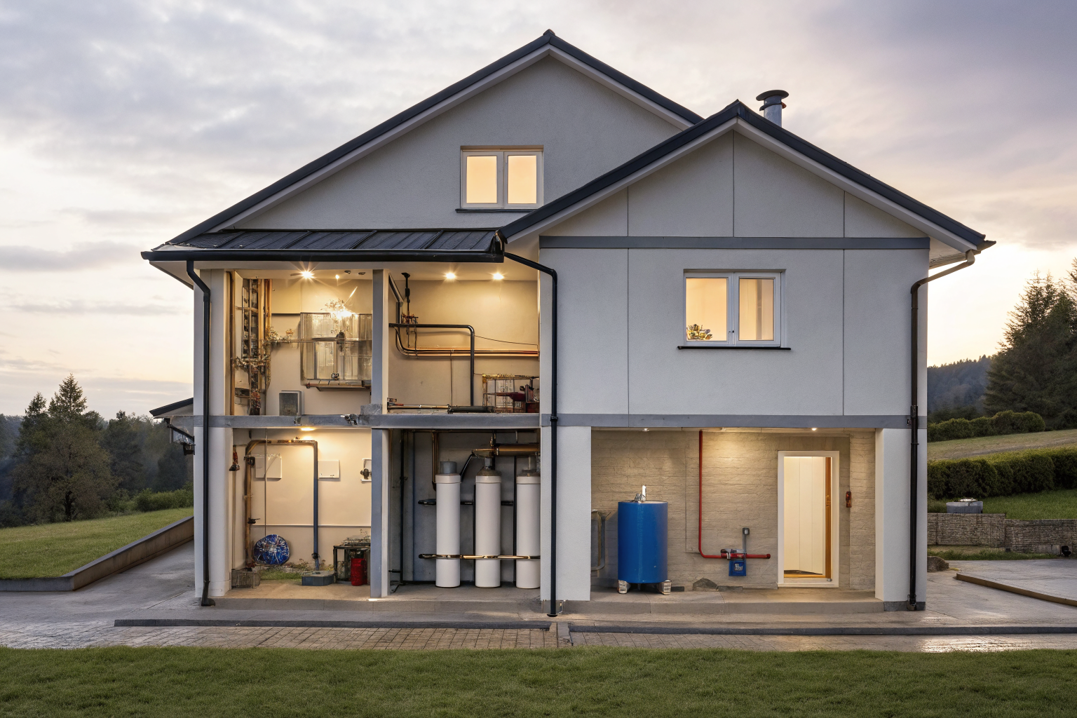 House with point-of-use and whole house PFAS treatment systems.