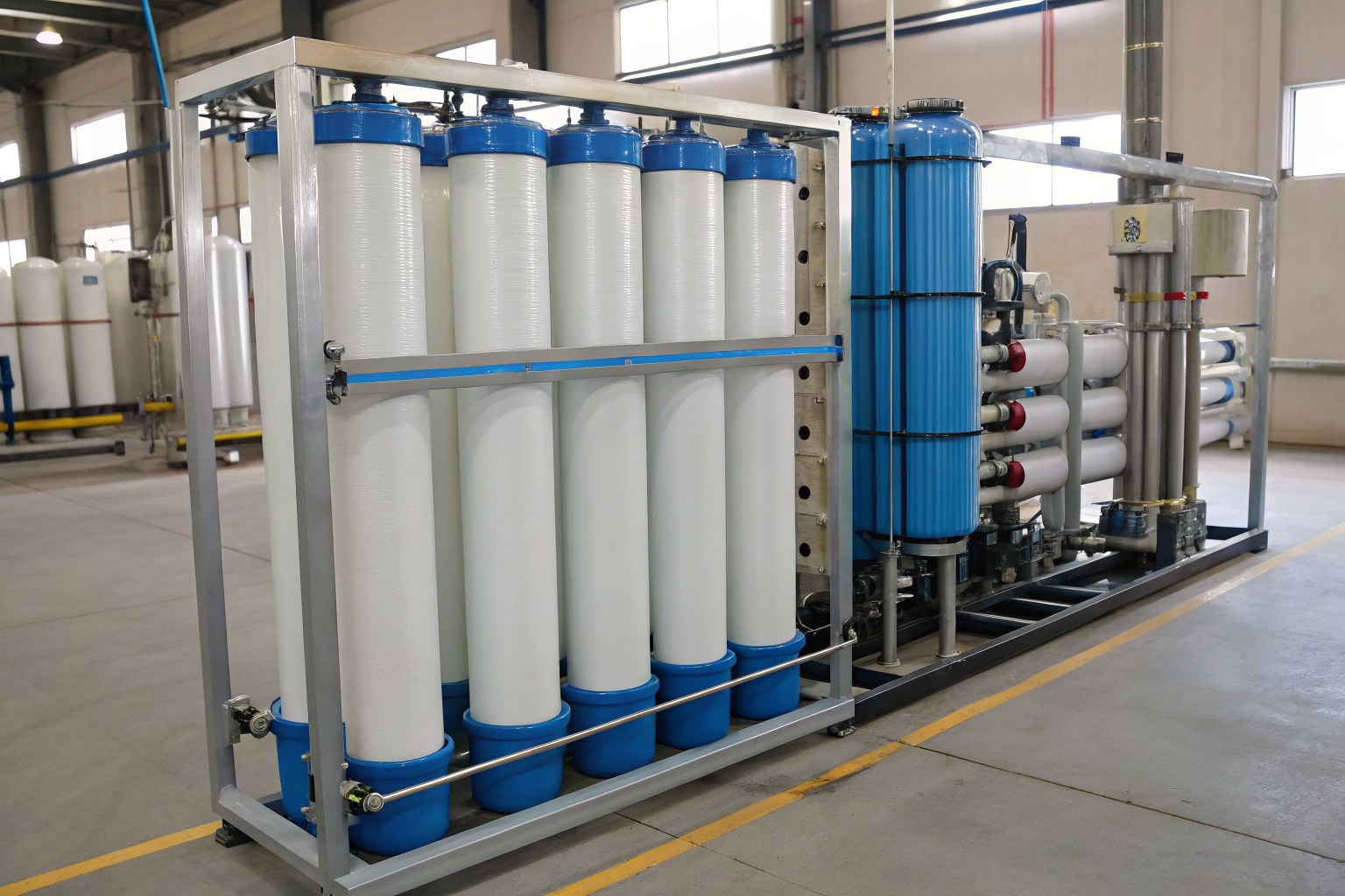 RO membrane installation in a filtration system, showing lifecycle.